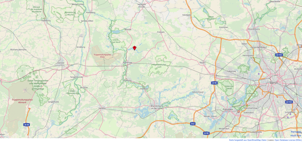 Kartenausschnitt – Lage von Semlin bei Rathenow